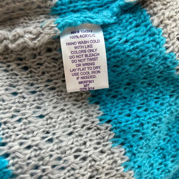 Derek Heart Girl Sweater Preppy Knit Matching Scarf Hi-Lo Hem 7-8 Striped - Picture 5 of 7